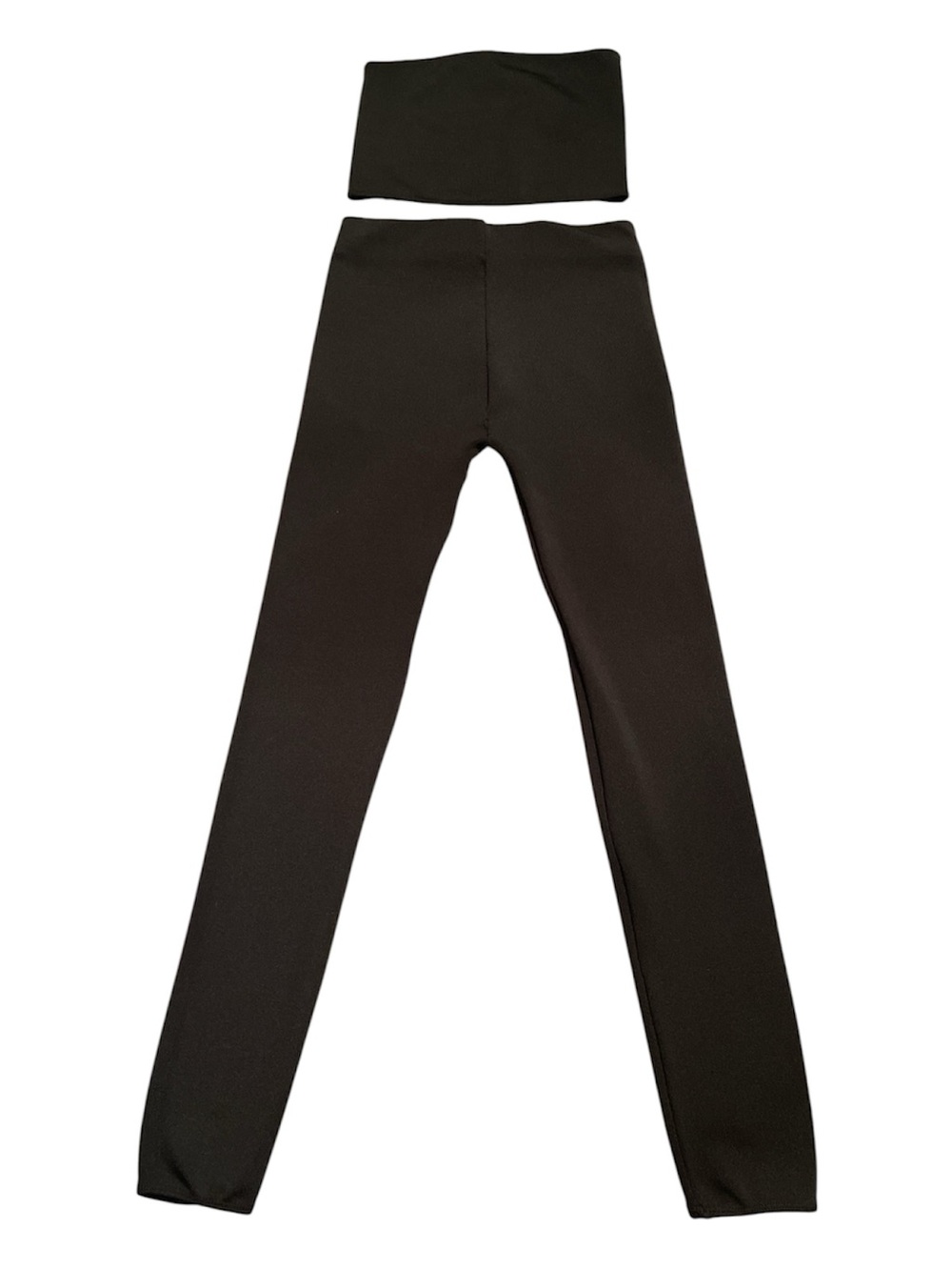 ZARA Women's Black Strapless Ribbed Crop Top & High Waisted Legging Set Size M